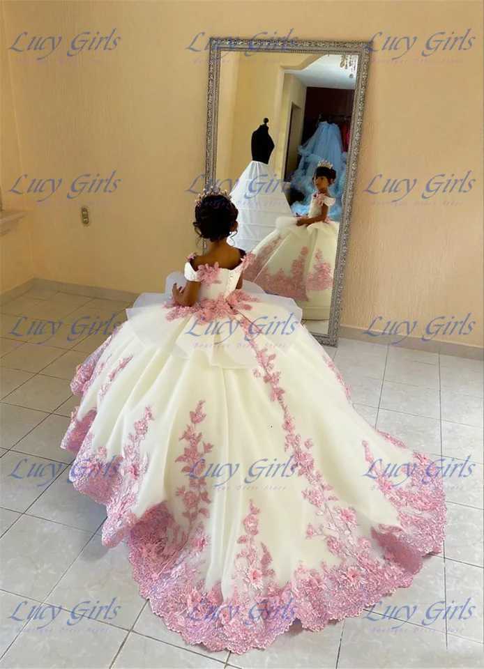 Luxurious Double Color Flower Girl Dress Wedding Dresses Princess Ball Appliques Kids Birthday Gift First Communion Gowns W250811