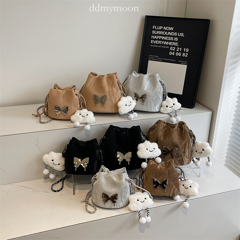 Super Popular Niche for Women 2025 New Trendy Summer Versatile Chain Crossbody Exquisite Drawstring Bucket Bag ddmymoon