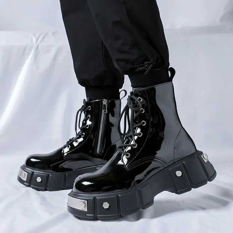 Autumn Men Platform Boots Casual Business Genuine Leather Ankle Boots Male Thick Sole Flats Sneakers British Party Dress Shoes W250811