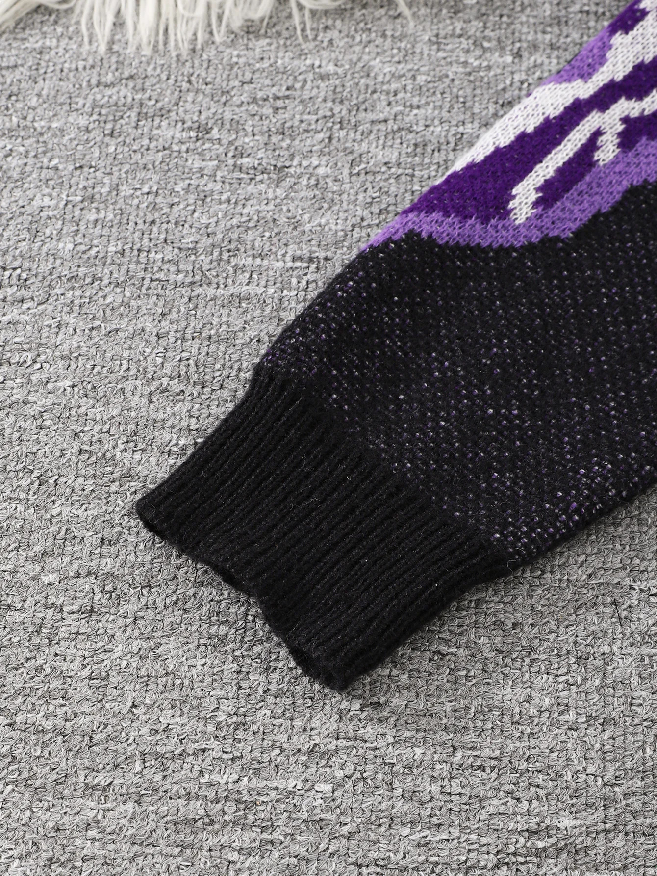 Spring and Autumn Bone-Shaped Butterfly Jacquard Pattern Pullover Sweater Casual Round Neck Contrast Color Knitted m 250805