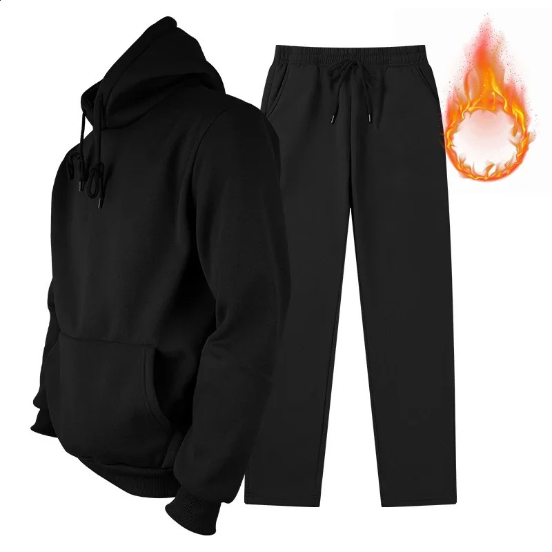 Mens sports set 2-piece wool hooded casual sports set jogging set 250805
