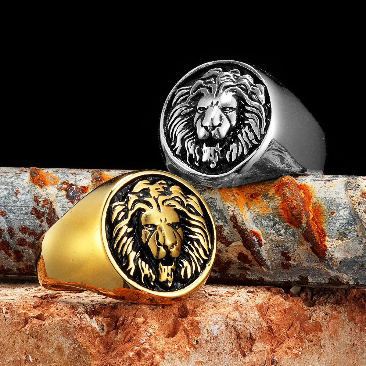 Lion King Animal Men Rings Stainless Steel Punk Rock Simple In Women Jewelry Fashion Accessories Gift Wholesale 250807