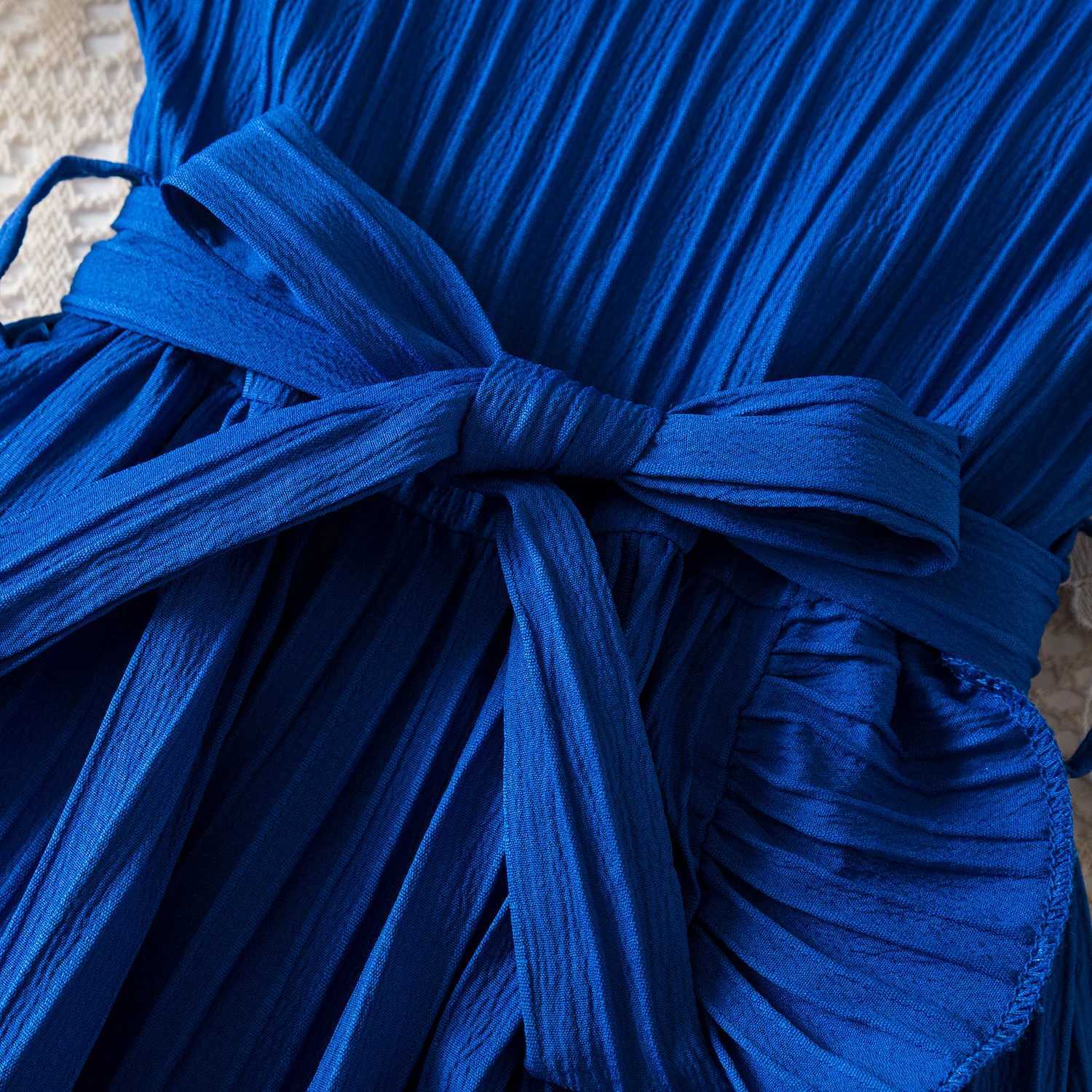 Summer Kids Dresses for Girls Ruffle Sleeve Birthday Party Clothes Solid Color Sweet Princess Dress Children Holiday Wear 3-8 Years W250811