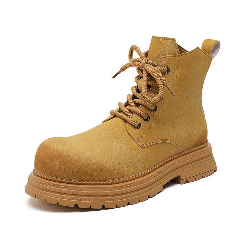 England Style Mens Casual Cow Suede Leather Boots Autumn Winter Shoes Outdoors Cowboy Desert Boot Big Toe High Platform Botas W250811