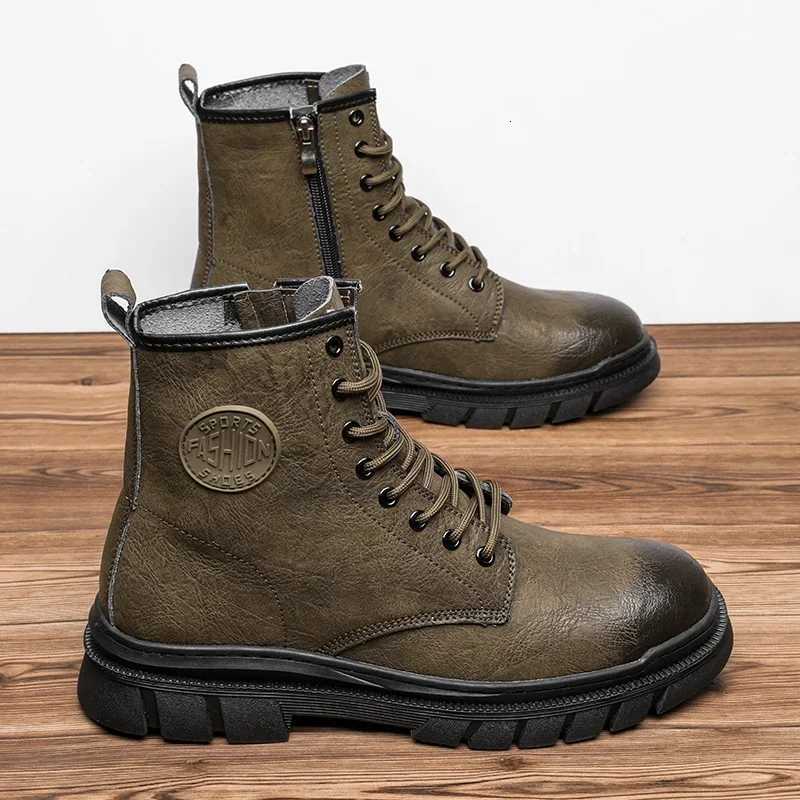 Trendy Mens Boots High Top Work Boots for Men Casual Shoes Punk Style Motorcycle Ankle Boots High Quality Winter Boots W250811