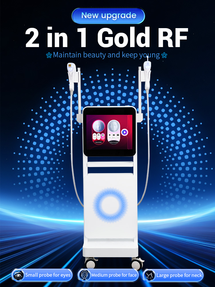 Gold RF 2 In 1 Facial Body Machine Microneedling for Acne Removal Wrinkle Reduction Skin Rejuvenation Medical Spa Grade