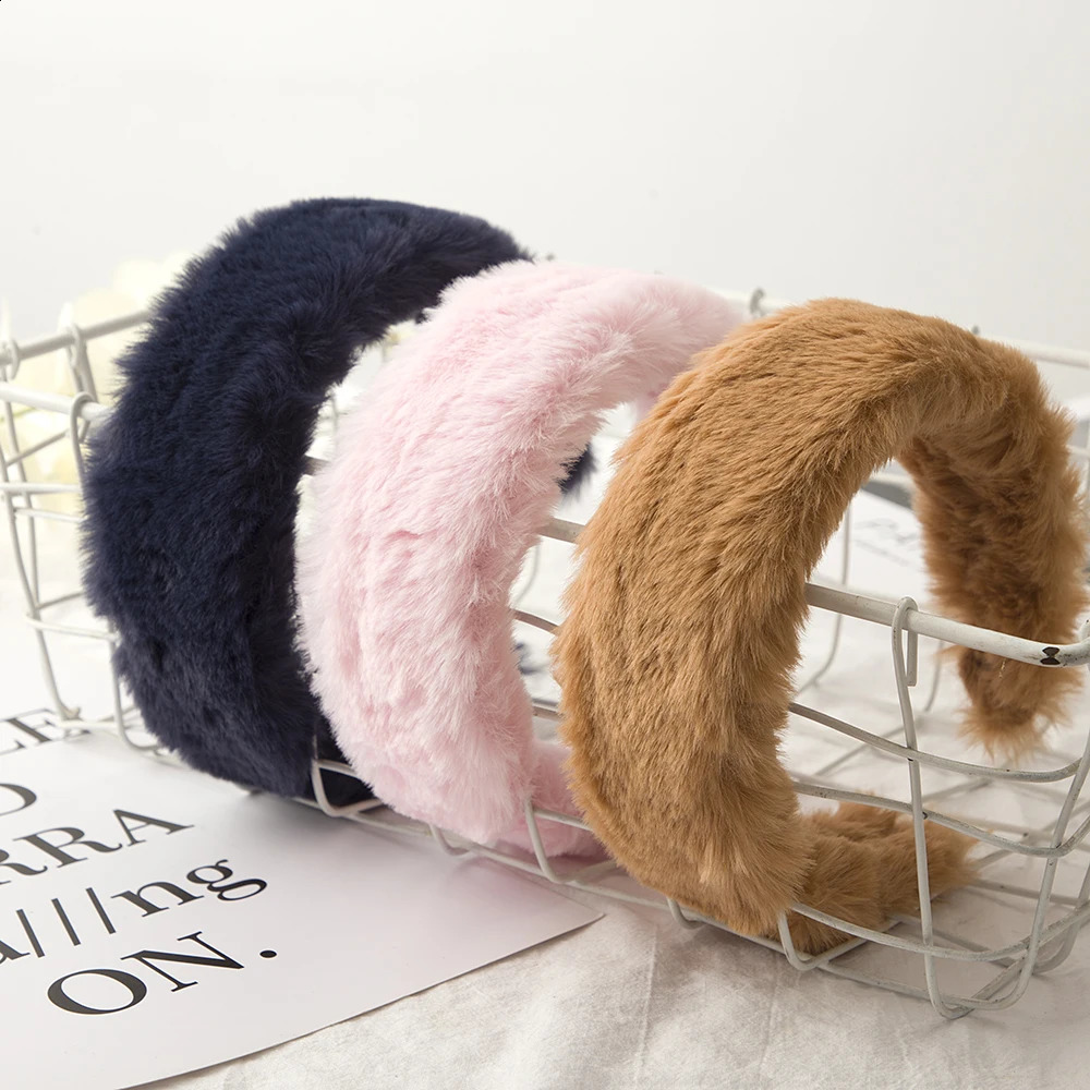Leopard Velvet Headbands Plush Wide Women Solids Hair Hoop Bands Winter Girls Dress Elastic Hairbands Hair Accessories Headwear 250805