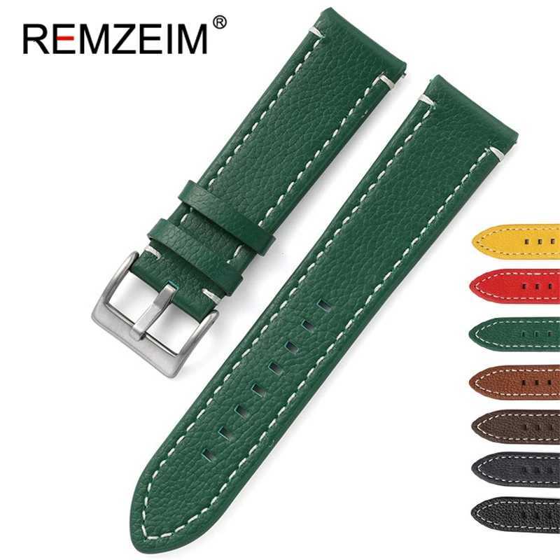 Double-sided Leather 18mm 20mm 22mm 24mm Watchband Quick Release Watch Band Strap Men Women Yellow Red Black Watch Accessories W250811