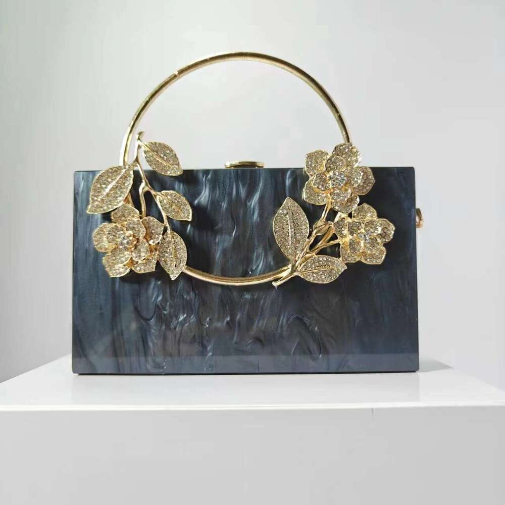 Women's New Flower Acrylic Evening Single Shoulder Crossbody Wedding Banquet Clutch Chain Bag