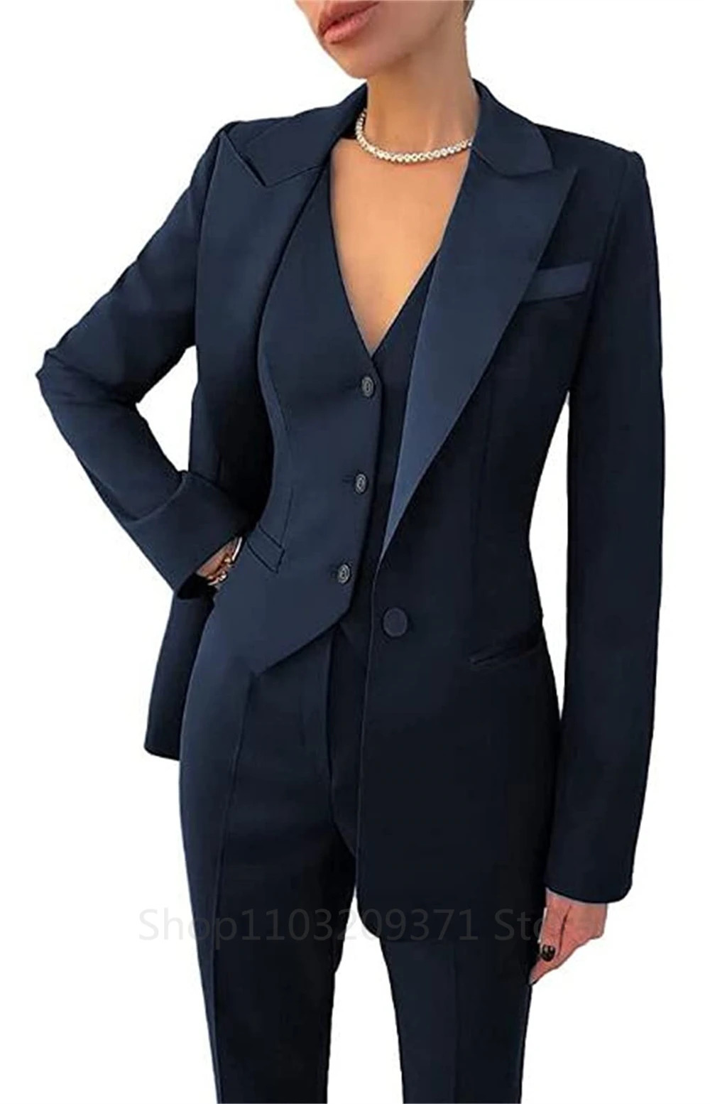 Fashion Plus Size Women Blazer 3 Pcs Elegant Long Sleeve Suit Jackets Vest and Straight Pants Female Business Outfits 250809
