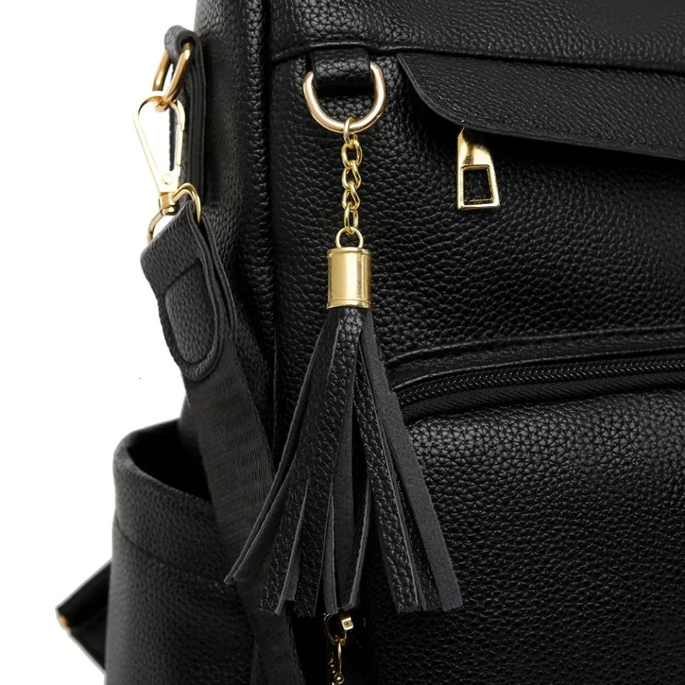 Womens PU Leather Backpack Black Brown School Bags Travel Rucksack Fashion ner Ladies Casual Simple Bag Pack Sac A Dos 250811