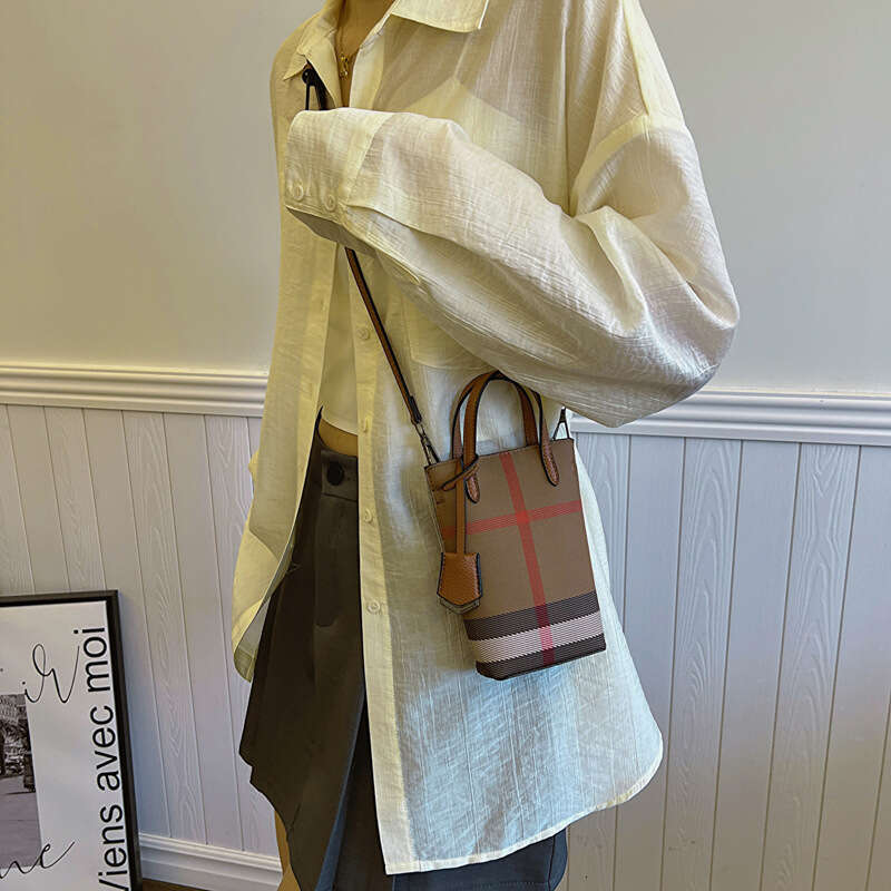 dhessentials Mini Phone for Women Crossbody 2024 New Stylish Small Canvas Plaid Lightweight Handheld Shoulder Bag