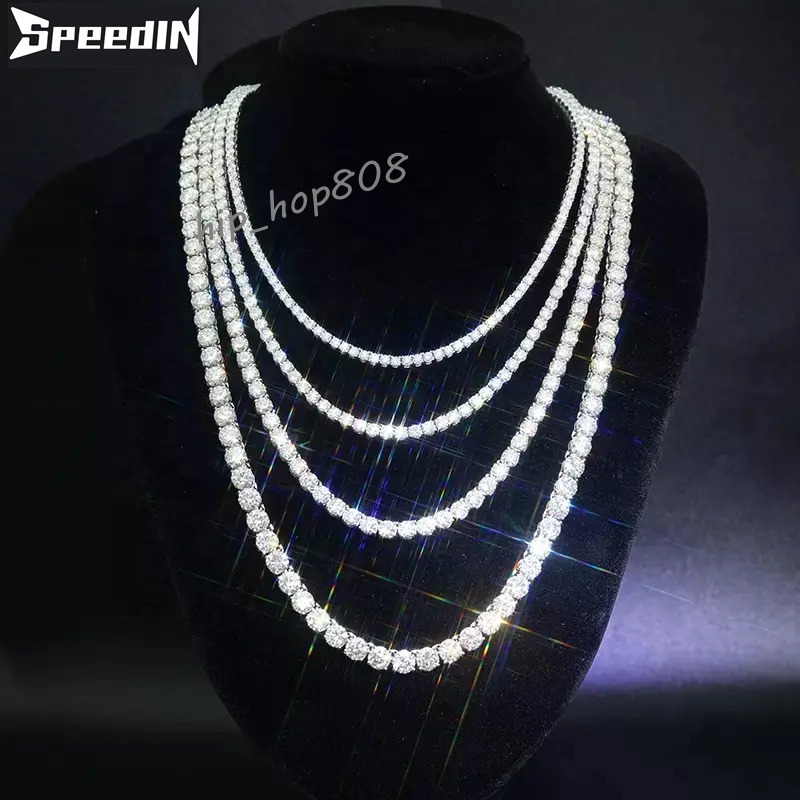 Speedin Jewelry China Wholesale 18K Gold Plated Tennis Chain 3mm 4mm 5mm Diamond Bracelet Necklace