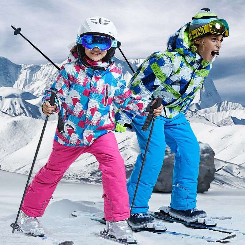 Children's Snowboard Ski Suit Boys Girls Warm Thickened Cotton Jacket And Pants Two-Piece Set