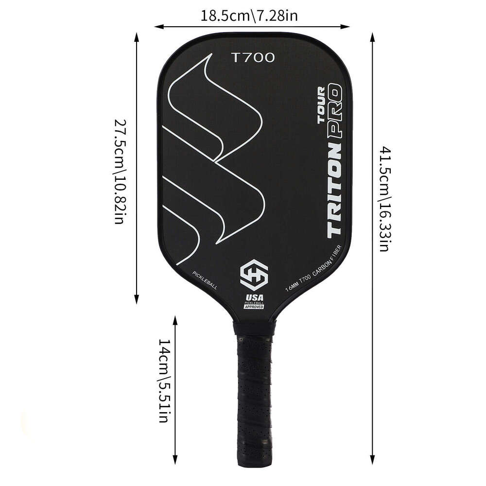 Carbon Fiber Pickleball Racket T700 Textured Matte Integrated Blade 16Mm Thick Professional Equipment