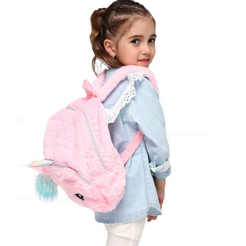 ute Tsartun Unicorn Kids Girl Backpack Fashion Plush Backpack Kindergarten Primary Student Backpack School Bookbag M250811