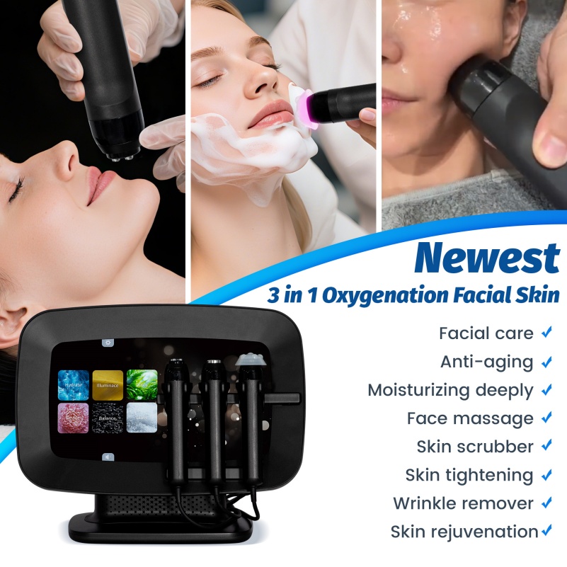New Small Bubble 3 in 1 Skin Brighten Hydrate Retouch Oxygen CO2 Skin Care Facial Massage Oxygen Machine For Skin Care