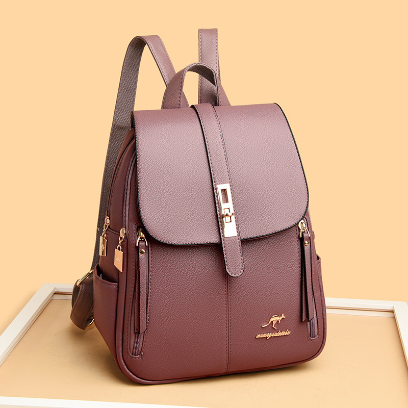 Simple for Women 2025 New Fashion Versatile Large Capacity Soft Leather Student School Bag Outdoor Travel Backpack ddmymoon