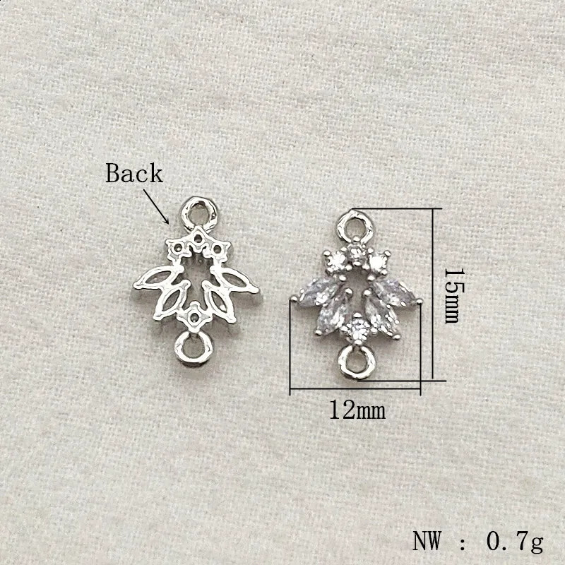 Arrival 15x12mm 50pcs Cubic Zirconia Feather Charm For Handmade Necklace Earring Parts DIY AccessoriesJewelry Findings 250807