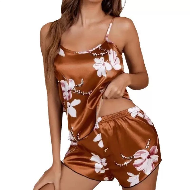 Women's Sleepwear Women's Sexy Pajama Sets Cartoon Pattern Pajamas Strap Sleeveless Cami Set Sleepwear Female Summer Pijamas Night Wear Home