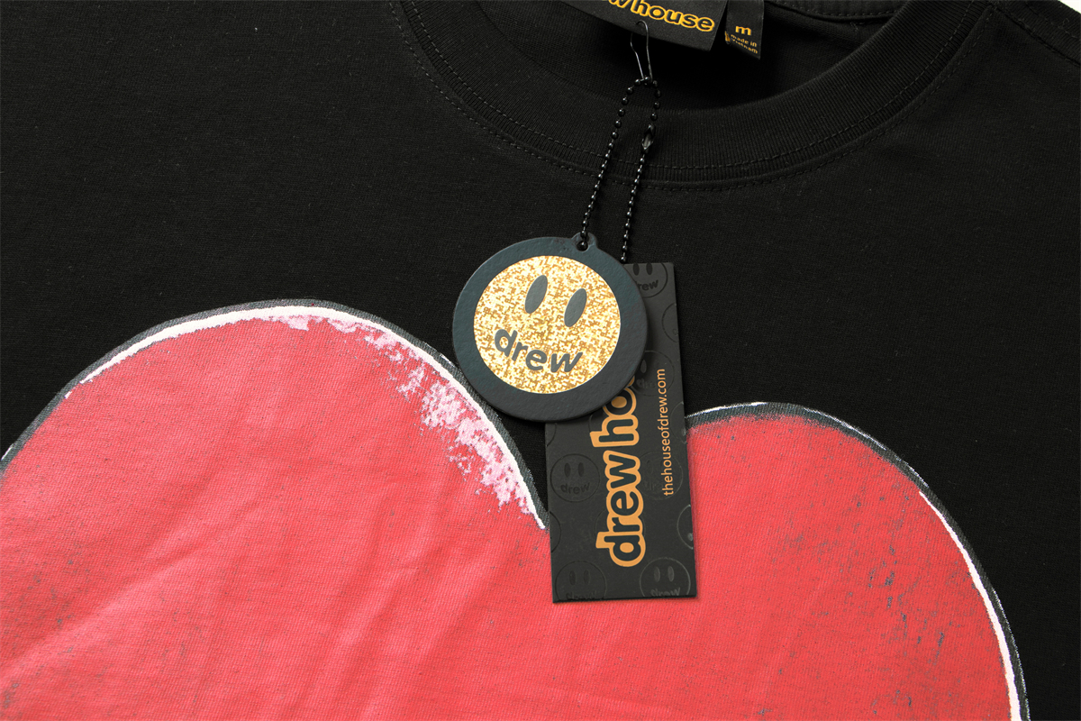 Drew House Designer luxury T shirt men's and women's T-Shirts Red love print