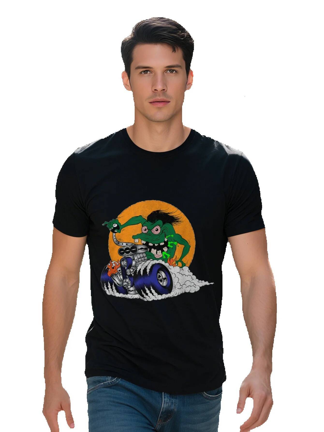 Men S g Cotton Hot Rod Monster T-shirt V Engine Drag Race Speed Demon 1032f