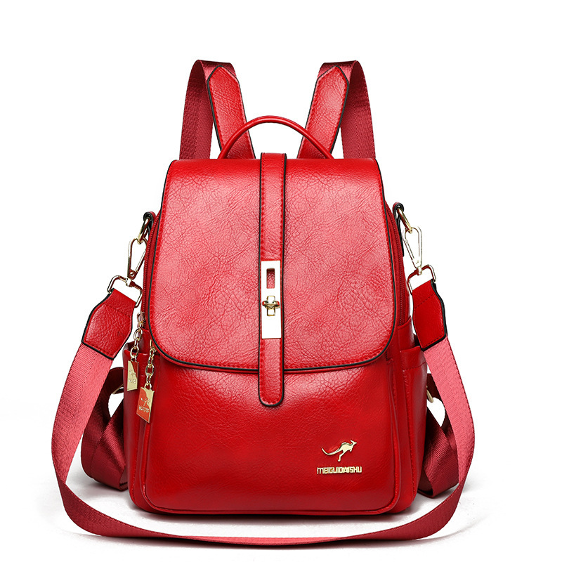 Soft Leather Women's New Multi-use Large Capacity Backpack Trendy Student Schoolbag Travel Bag ddmymoon