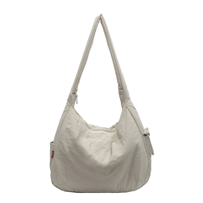 Korean Style Single Shoulder Nylon Large Capacity Simple Solid Color Portable Cloth Casual Versatile Crossbody Bag for Women