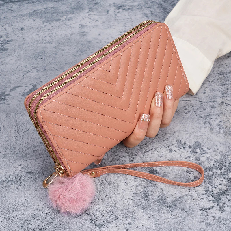 Crossborder ladies V embroidered long wallet Korean autumn and winter largecapacity multicard holding coin purse 250811