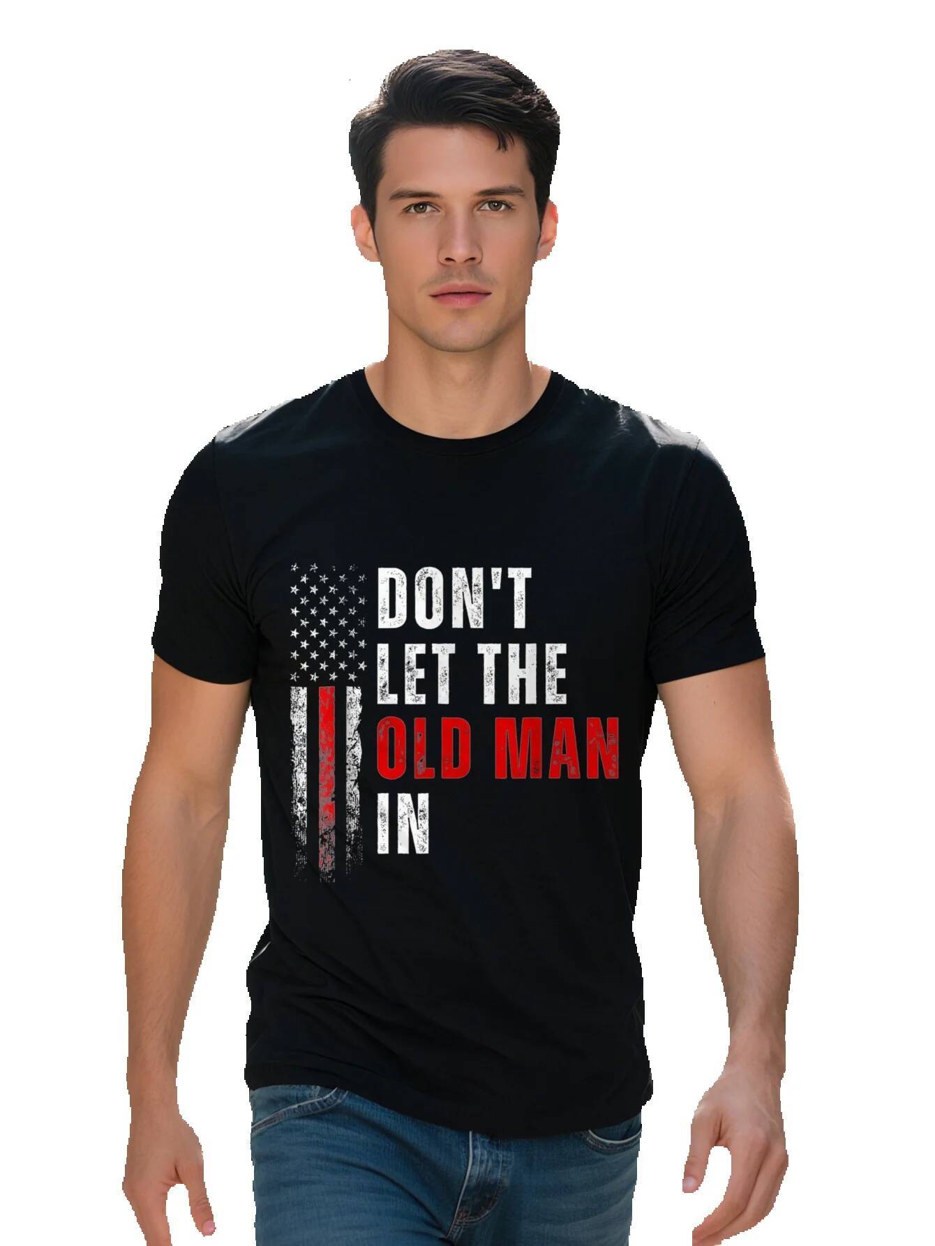 Retro Don't Let The Old Man In Vintage American Flag Funny T-Shirt 5b79f