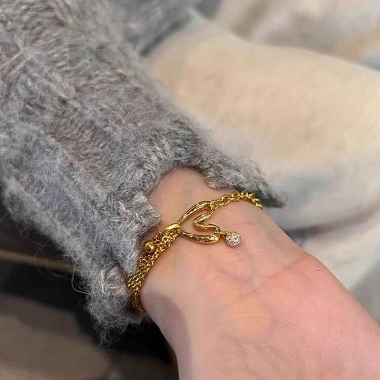 Jewelry Small Gold Bead Hollow Hand Jewelry Niche Designer Vintage Second-Hand Irregular Heart Bracelet