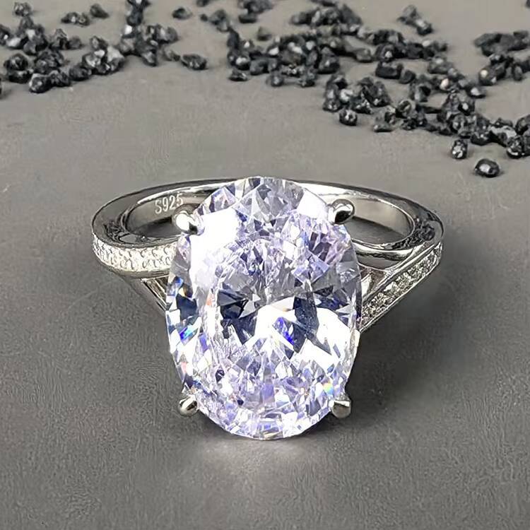 Radiant Glamour 925 Sterling Silver Womens Ring Captivating Oval Moissanite Diamond Set in Rhodium Plated Radiate Fine Jewelry