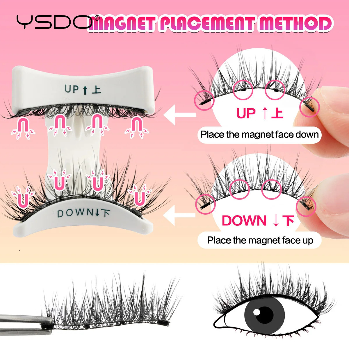 YSDO Magnetic Eyelashes Reusable Winged Magnetic 3D Mink lashes Long-Lasting No Glue Needed False Eyelashes with Tweezer Makeup 250805
