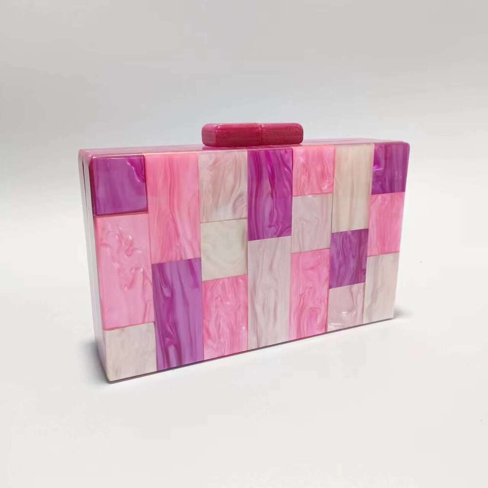 Women's New Color-Block Acrylic Evening Bag Single Shoulder Crossbody Wedding Banquet Clutch