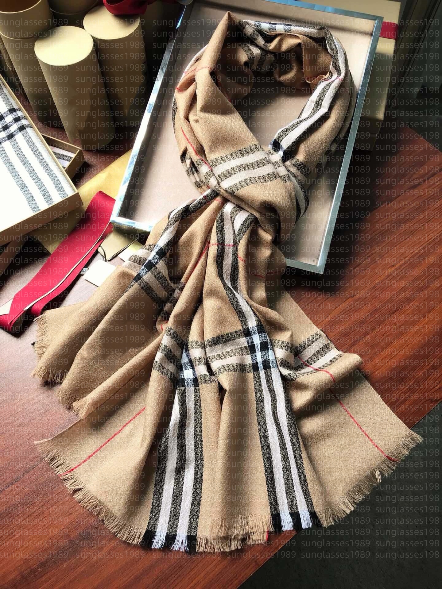 Classic Plaid Women Man Designer Scarf 100% Cashmere Scarves For Winter Warm Womens and mens Long Pashmina Tassel Print Scarf Size 180x30cm With Box BB
