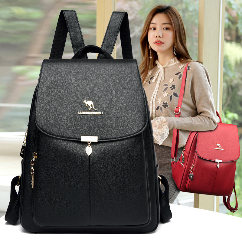 Hot Selling Soft Leather Backpack for Women, New Simple Commuter Large Capacity Backpack, Casual Travel Bag, Student School Bag ddmymoon