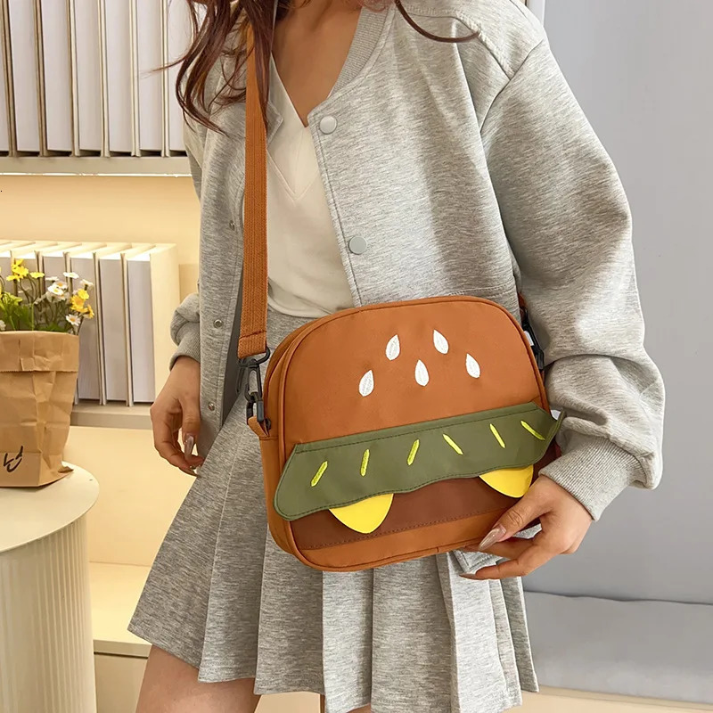 Ladies Crossbody Bags Creative Cartoon Burger American Kawaii Funny Cute Sweet Retro Versatile y Shoulder 250811