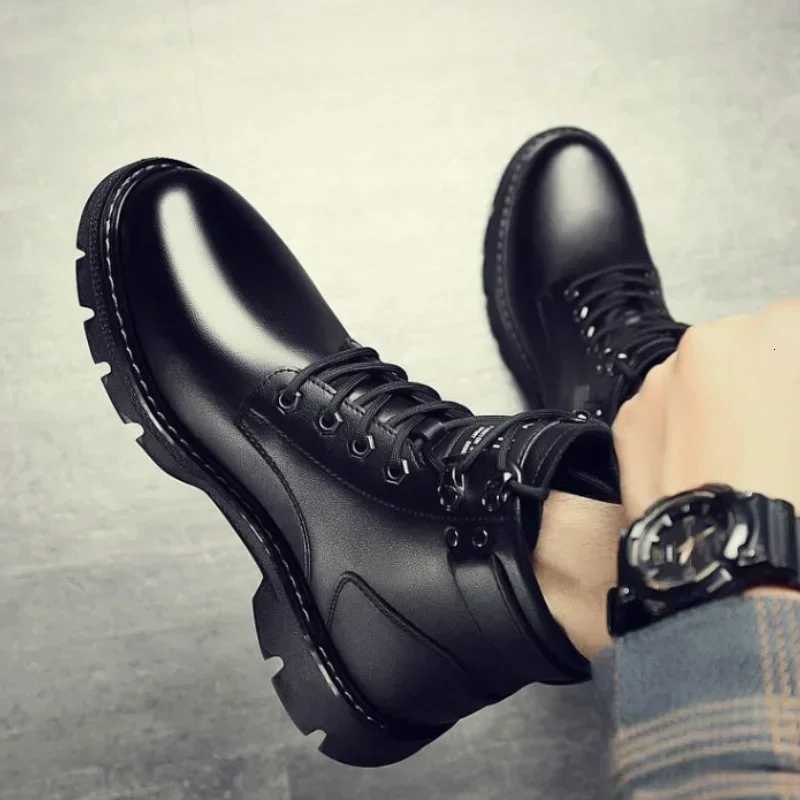 Leather Man Shoes Waterproof Spring Autumn Black Boots for Men Sale Y2k Cheap Non Slip Classic Footwear Original Deals Size 44 W250811