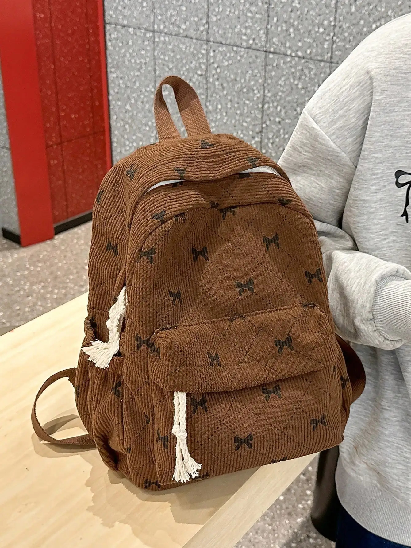 Mini Velvet Backpack for Women Compact Schoolbag Travel Shopping Solid Color Casual Daypack 250811