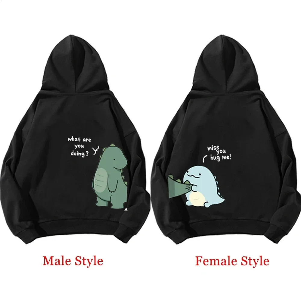Spring and Autumn Couples Hooded Hoodie Fun Dinosaur Print Long Sleeved Sweatshirt Unisex Top Y2K Clothes 250729