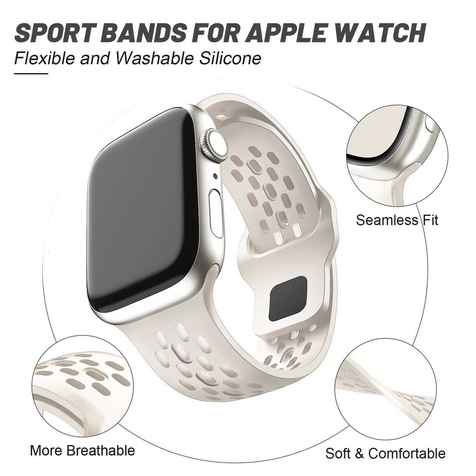 Silicone Strap For Apple Watch Band 44mm 46mm 45mm 42mm 41mm 40mm 49mm Sport Straps Bracelet iWatch Series 10 9 8 7 SE Ultra 2 W250811