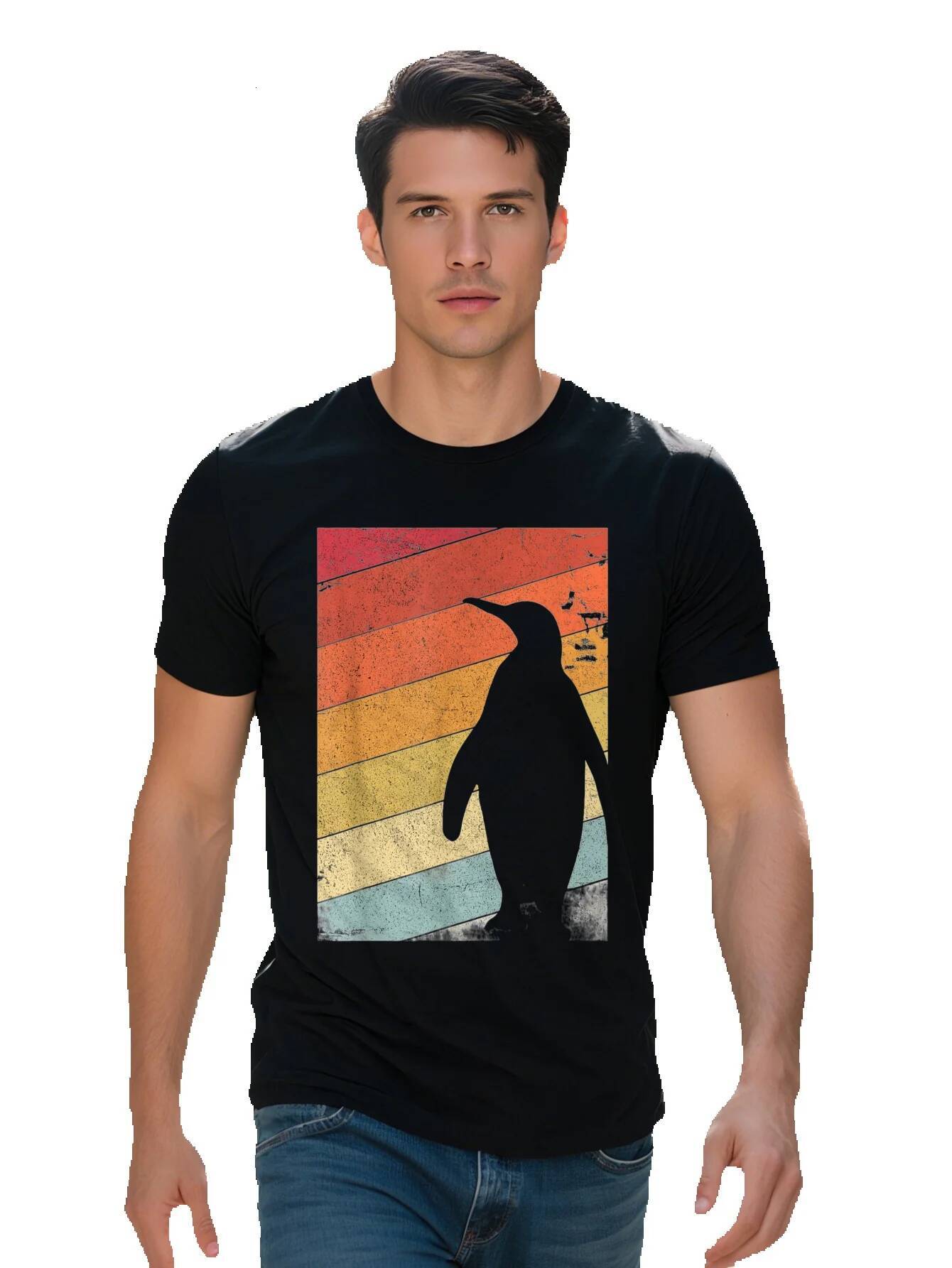 Penguin Retro Style T Shirt Cotton G 13011