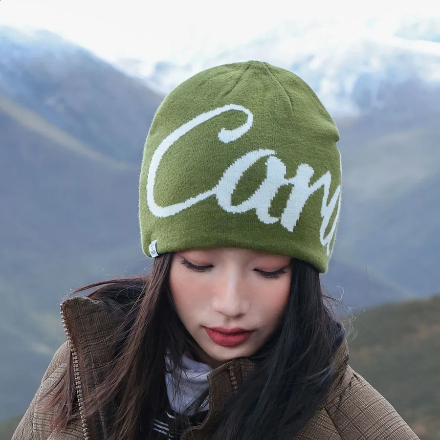 Y2K Beanie Men Couple Warm Hats Double-sided Print Bonnet Wool Skullies Hoods Lady Knitted Hats Accessories Hiphop Gorro 250805