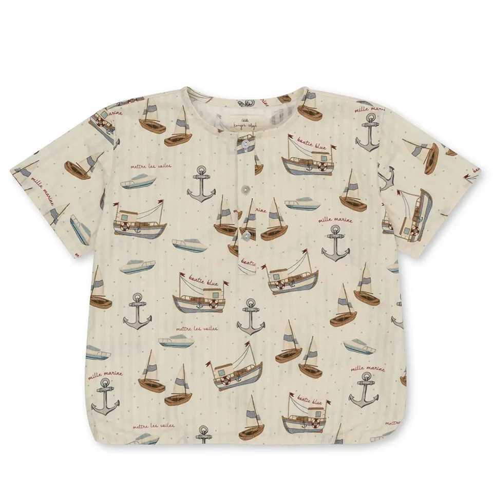 2025 Summer KS Baby Boys Printed T-Shirts Shorts Sets Kids Cotton Clothes Newborn Sailboat Jumpsuit Homewear Suits 1-6Y Z250811