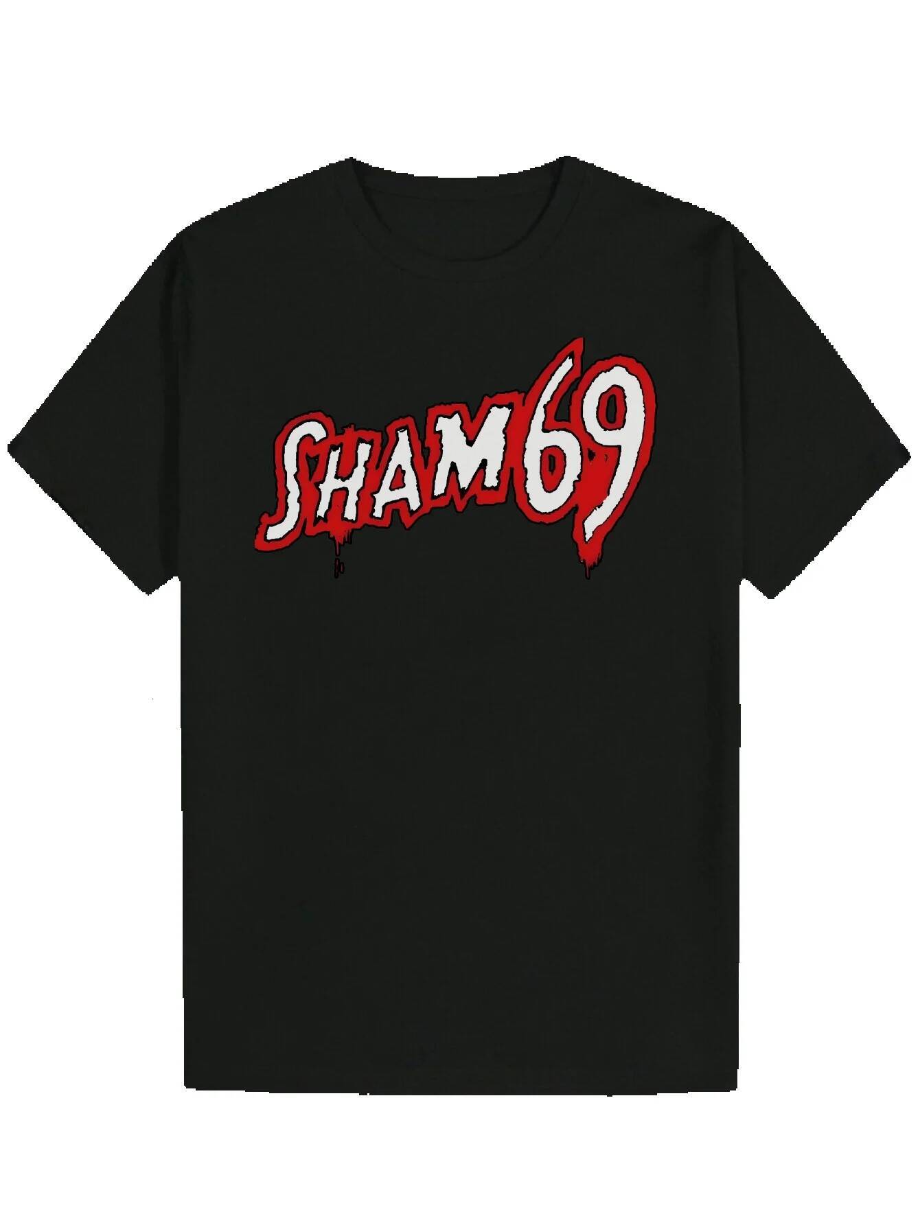 Men's Graphic Eye-catching SHAM69 Red and Black Letters Lightweight Polyester Casual T-Shirt Suitable for Punk Rock Daily Summer Shirt - Machine 