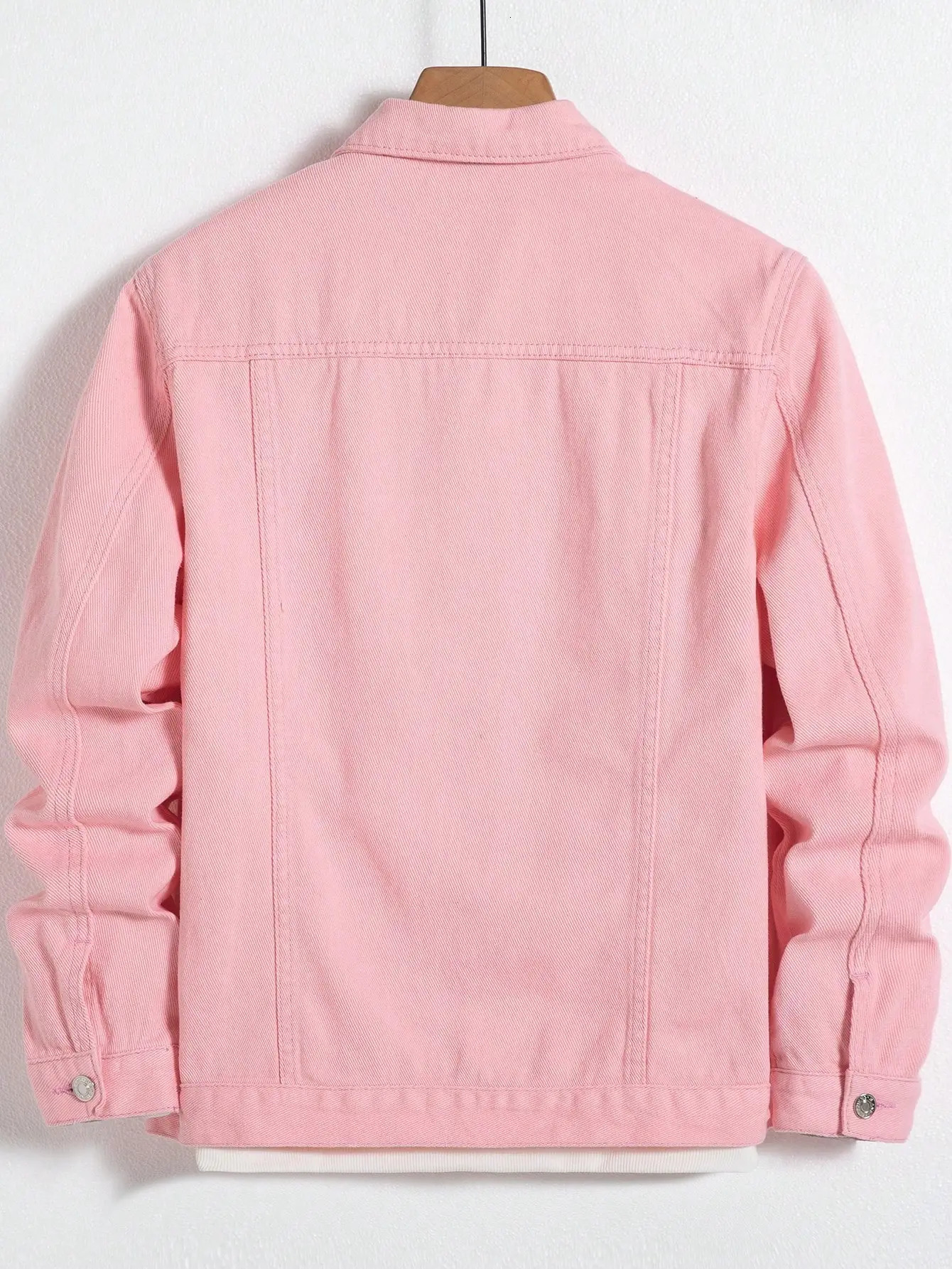 Mens denim jacket for spring and autumn Pink coat Simple versatile For daily leisure 250809