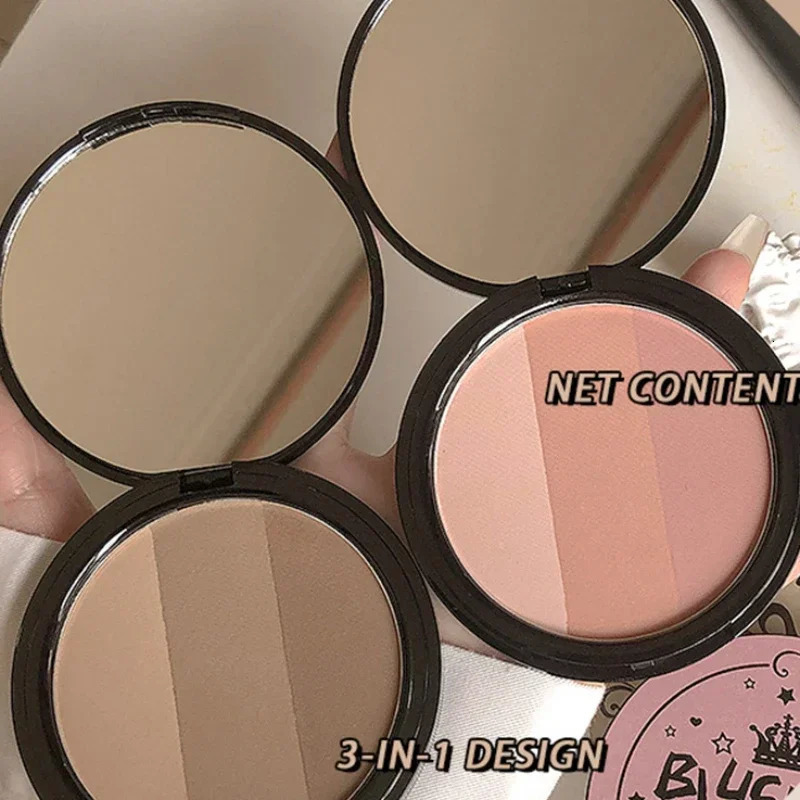 Matte Contouring Powder Rose Pink Bronzer Palette Long Lasting Natural Face Shading Powder Contour Waterproof 3 Colors Cosmetics 250811