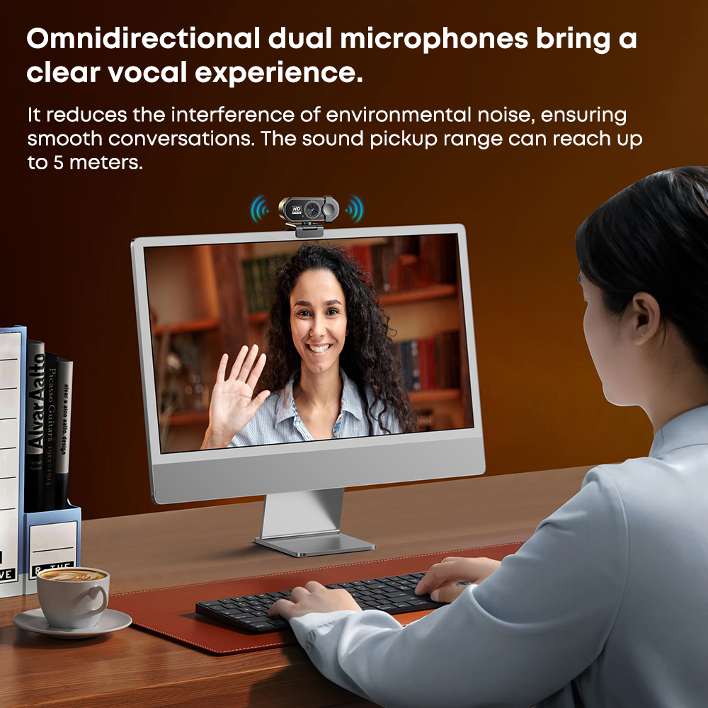 Webcam 1080P Mini Camera Full HD Webcam with Microphone 30fps USB Web Cam for Auto Focus PC Laptop Video Shooting Camera