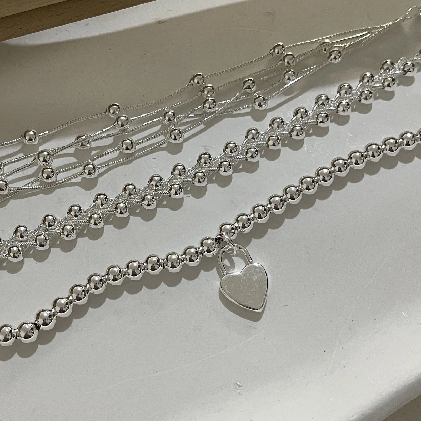 100% Solid 925 Sterling Silver Bracelet for Women Men Vintage Handmade Shinning Heart Bracelets Birthday Christmas Gift 250808