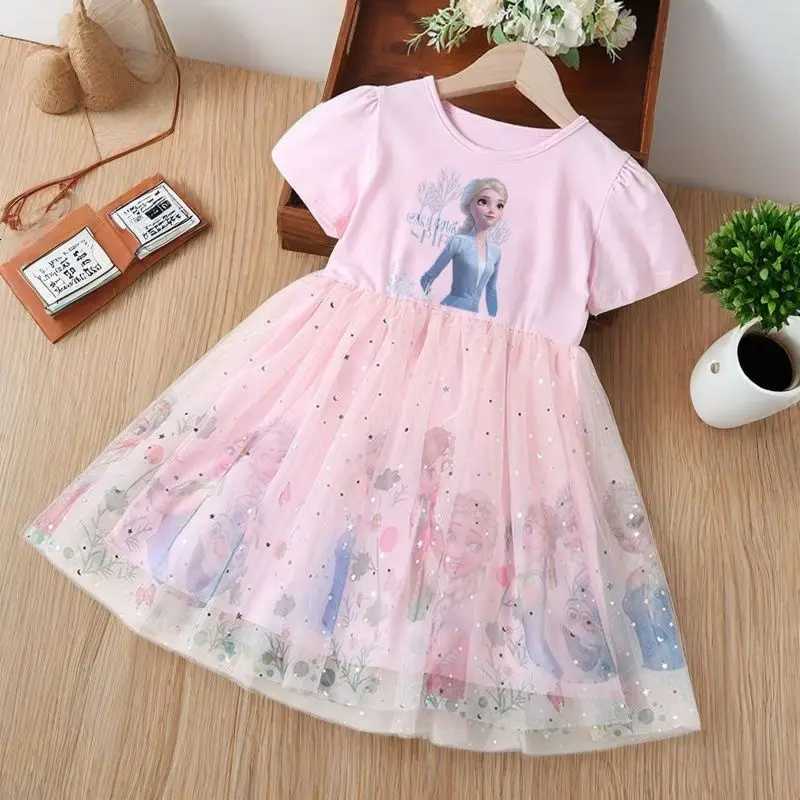 2025 Girls Dress Summer Kids Clothes Short Sleeve Children Frozen Elsa Princess Baby Girl Toddler Cute Birthday Party Dresses W250811